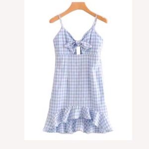 ‘Jennie’ Tied Peplum Gingham Dress